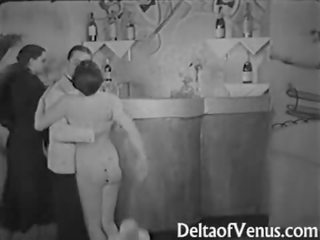 Antique xxx video 1930s - FFM Threesome - Nudist Bar