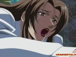 Captivating hentai womans saftig fittor läppar är krossas av en demon